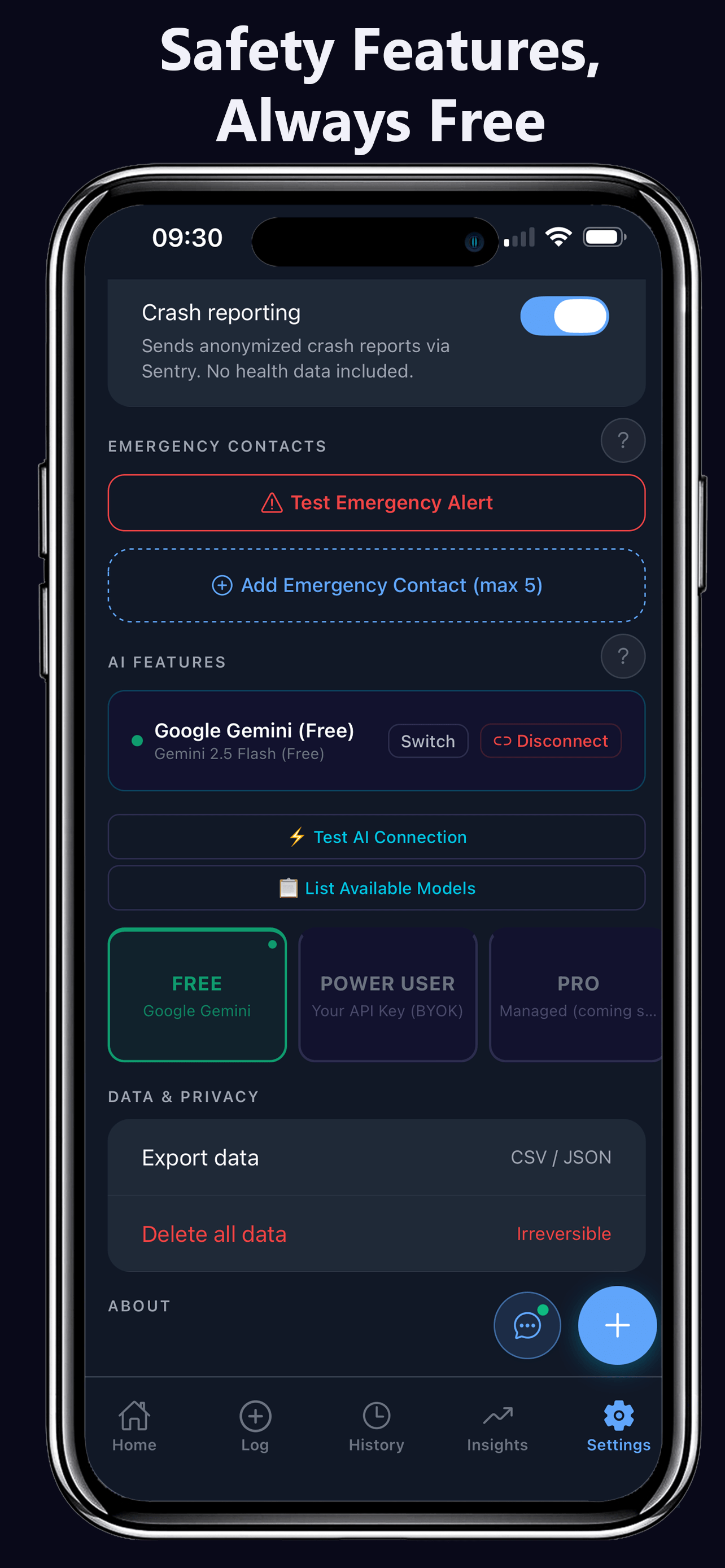 Glucose Compass Emergency contacts and critical alerts